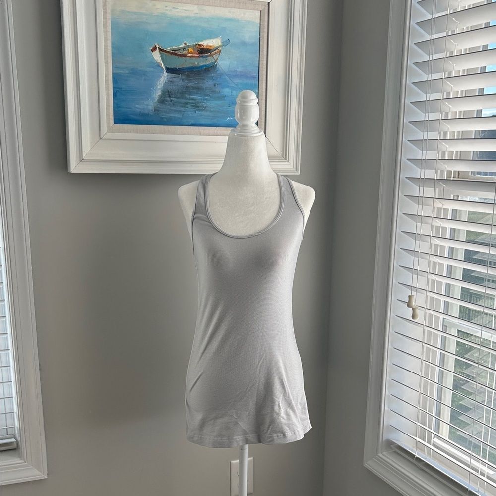 Lululemon Athletica Light Gray Tank Stripped Top